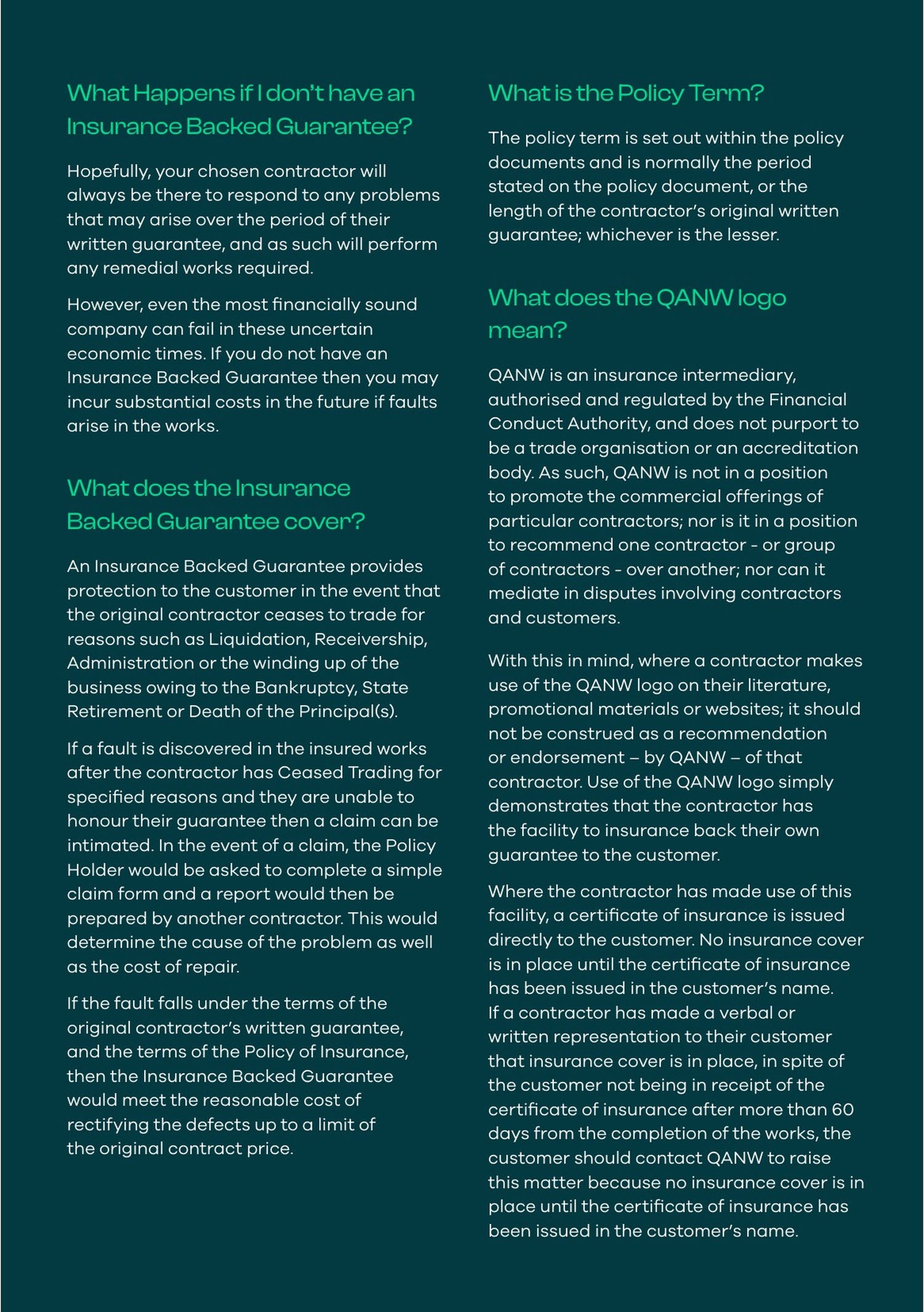 QANW homeowner guide to Insurance Backed Guarantees, page 3